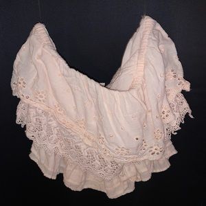 american eagle strapless pink top